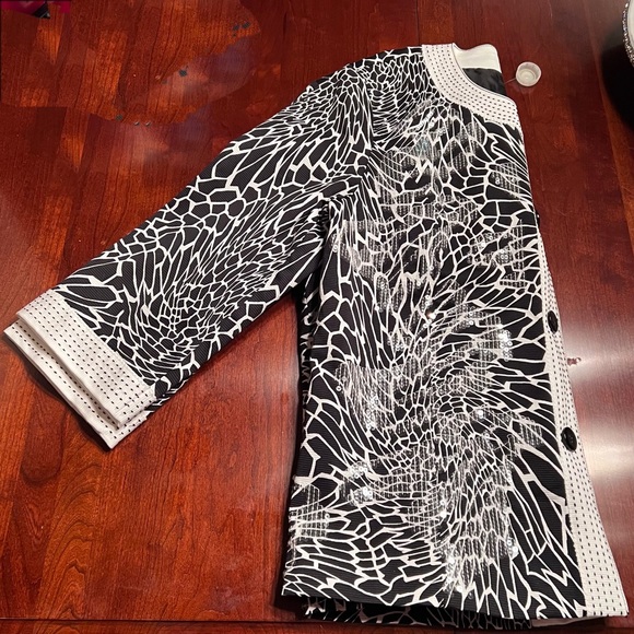 Plus Size Chicos Black White Sequin Jacket -  16 - Picture 12 of 13